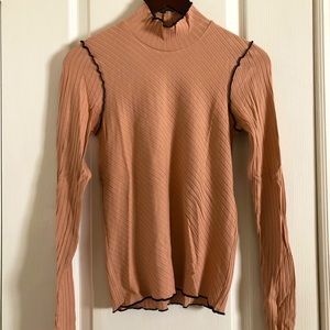 Zara Blush pink turtle neck top with black details
